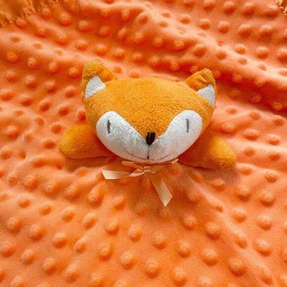 Pro Goleem Orange Fox Minky Dot Satin Baby Lovey Security Blanket Plush - Picture 4 of 7